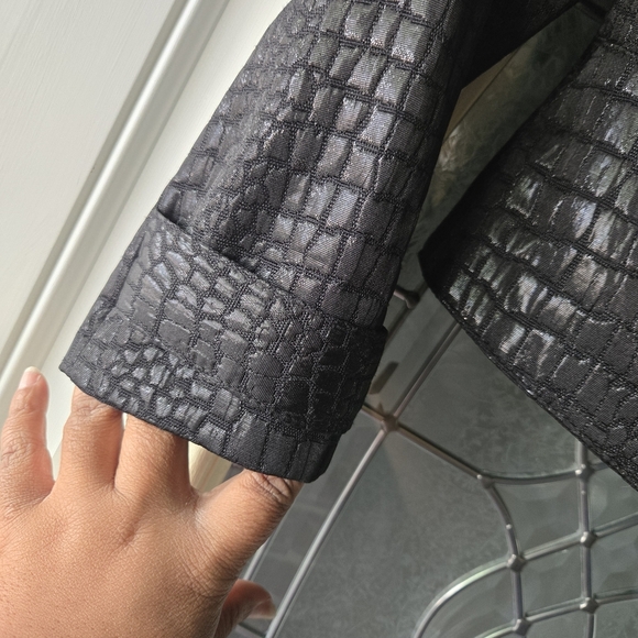 Worthington Croc Embossed Moto Jacket Medium Black Faux Leather Biker Chic - Picture 6 of 10